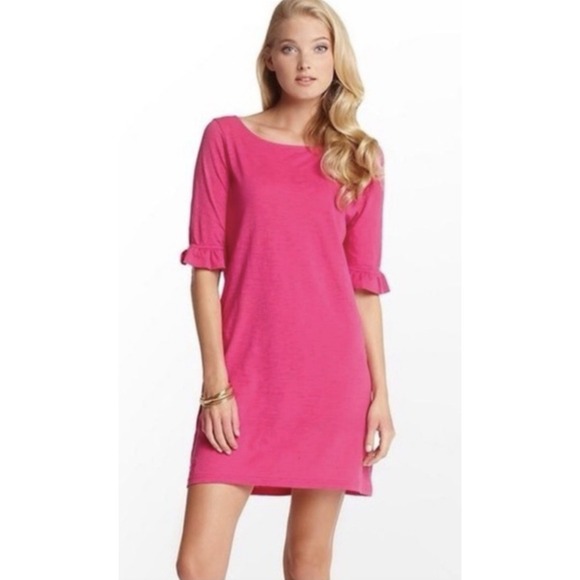 Lilly Pulitzer Dresses & Skirts - Lilly Pulitzer Somerset T-Shirt M Dress Ruffle Sleeves Passion Pink